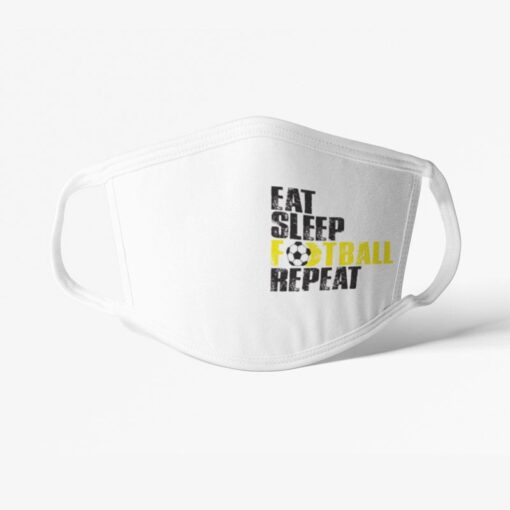 Futbalové rúško Eat Sleep Football Repeat biele