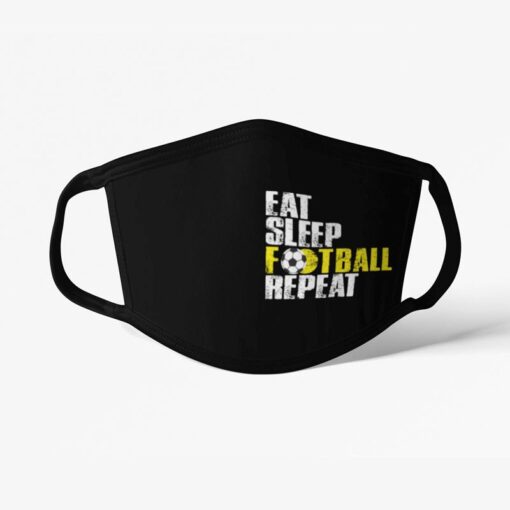 Futbalové rúško Eat Sleep Football Repeat čierne