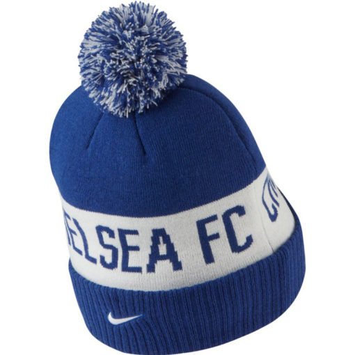 Čiapka Chelsea modrá s brmbolcom nápis