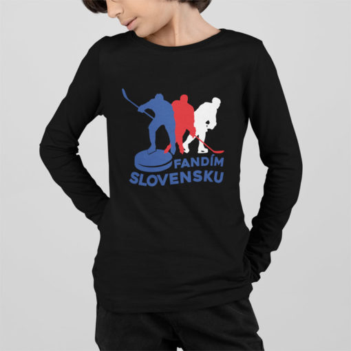 detské tričko Fandím Slovensku s dlhým rukávom čierne