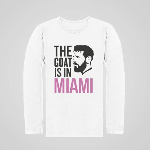 Tričko S Dlhým Rukávom Messi Miami Goat biele